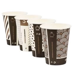 12oz Mixed Design Bamboo Compostable Single Wall Cups (1000)