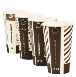 16oz Mixed Design Bamboo Compostable Single Wall Cups (100)