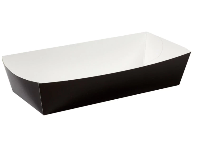 7" Black Cardboard Food Tray (500) 1 7" Black Cardboard Food Tray (500)