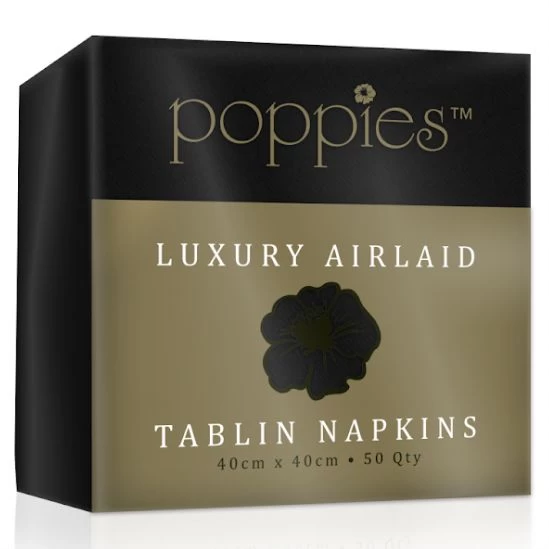 Airlaid Napkin - Black 40x40cm 8 Fold (50) 1 Airlaid Napkin - Black 40x40cm 8 Fold (50)