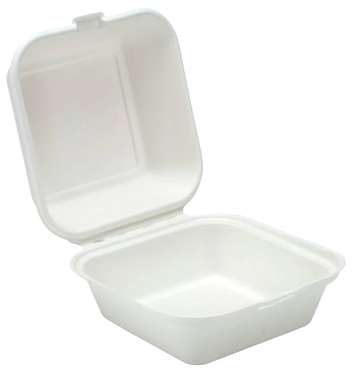 Bagasse Hamburger Clamshell Box (125) 1 Bagasse Hamburger Clamshell Box (125)