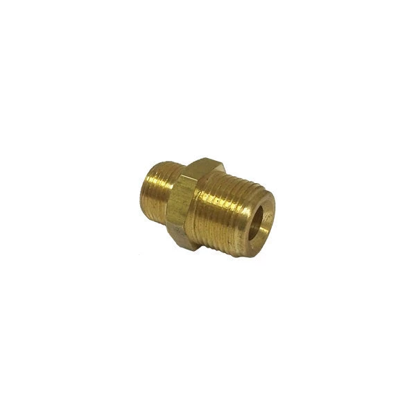 3/8" M BSP X 3/8" M Compression Fitting - Nickel (Special Order Item) 1 3/8" M BSP X 3/8" M Compression Fitting - Nickel (Special Order Item)