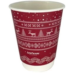 8oz Leafware Xmas Jumper Double Wall Compostable Cups (500)