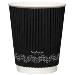 12oz Leafware Black Ripple Cups (500)