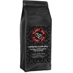 Planet Java Espresso Blend No.5 100% Arabica Coffee Beans (1kg) -Coffee Shop white espresso.blens .no .5.1kg.beans .bag